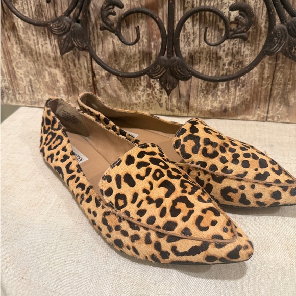 Steve Madden "Feather" Leopard Loafers / Flats size 12 leather - Picture 7 of 9